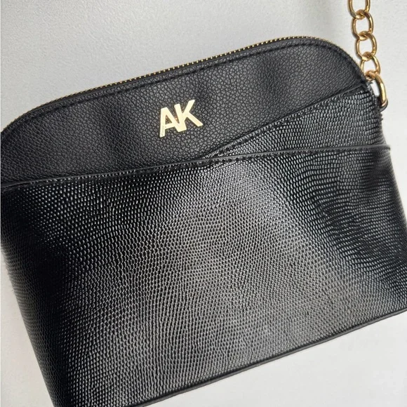 Anne Klein Black Crossbody with Gold Chain Detail - Picture 2 of 4